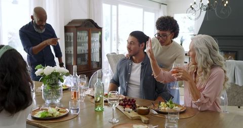 Diverse Friends Socializing at Festive Celebration