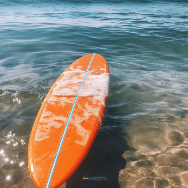 Orange surfboard lying on sunny beach, created using generative ai technology - Download Free Stock Photos Pikwizard.com