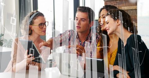 Diverse Team Engaging in Business Strategy with Digital Interface - Download Free Stock Images Pikwizard.com