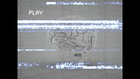 Digital Brain with Glitch Effect for Sci-Fi and Technology Concepts