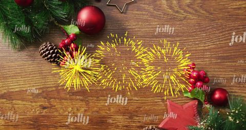 Festive Christmas Decorations with Fireworks and Text - Download Free Stock Images Pikwizard.com