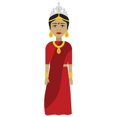 Digital Illustration of Woman with Crown on Transparent Background