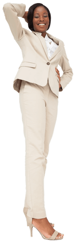 Confident African American Businesswoman Standing Tall on Transparent Background