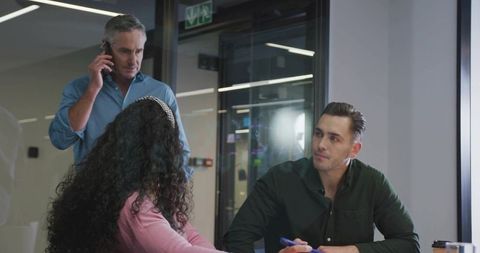 Business Team Engaging in Corporate Office Dialogues