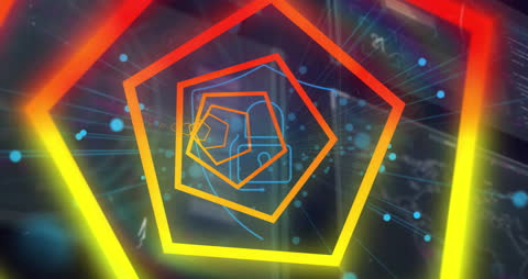 Neon Abstract Animation of Data Processing with Geometric Patterns