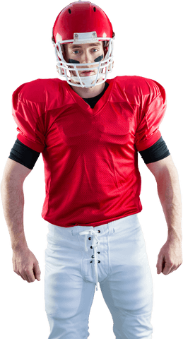 Transparent portrait of american football player wearing helmet