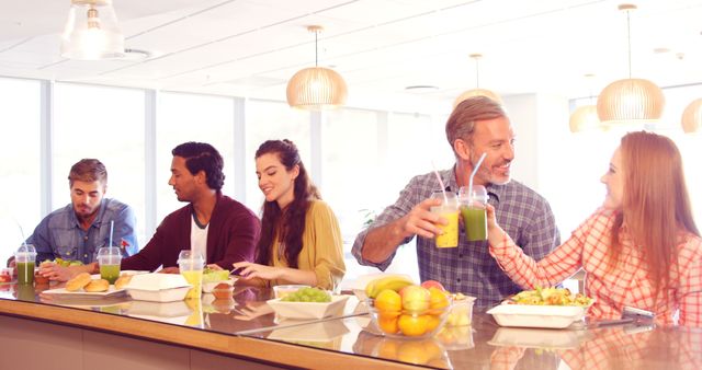 Diverse Group Enjoying Healthy Lunches in Office Break Room - Download Free Stock Images Pikwizard.com