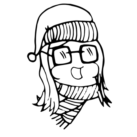 Winter girl wearing scarf and hat on transparent background