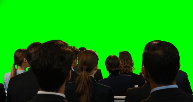 Group of professionals watching presentation with green screen background - Download Free Stock Images Pikwizard.com