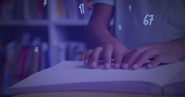 Child Reading Braille with Floating Numbers and Symbols - Download Free Stock Images Pikwizard.com