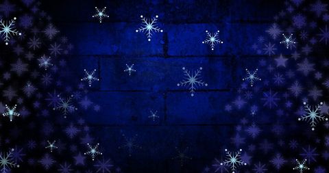 Digital snowflake design on deep blue provides festive atmosphere for holiday themes. Ideal for winter promotions, Christmas cards, seasonal websites, banners, and digital invitations enhancing a celebratory feel.
