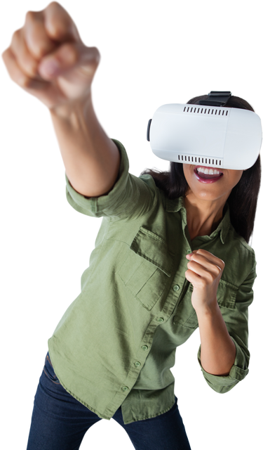 Woman Engaging with Transparent Virtual Reality Headset Experience - Download Free Stock Videos Pikwizard.com