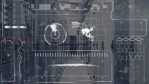 Futuristic Data Processing Overlay in Server Room Environment