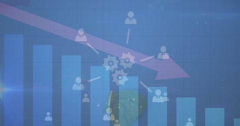 Digital Network and Graph Decline Analysis Concept