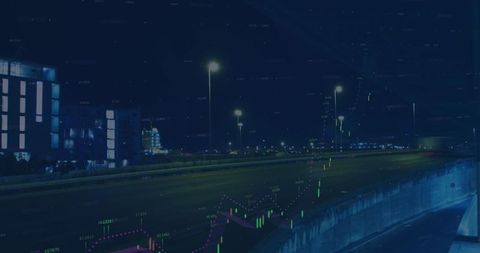 Financial Data Analysis Over Urban Night Skyline