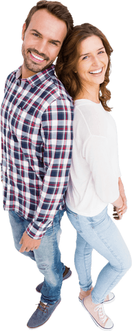 Happy Young Couple Standing Back to Back on Transparent Background - Download Free Stock Videos Pikwizard.com