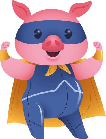 cartoon pig superhero on transparent background - Download Free Stock Videos Pikwizard.com