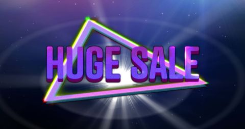 Neon Style Huge Sale Announcement with Vibrant Triangle Design - Download Free Stock Images Pikwizard.com