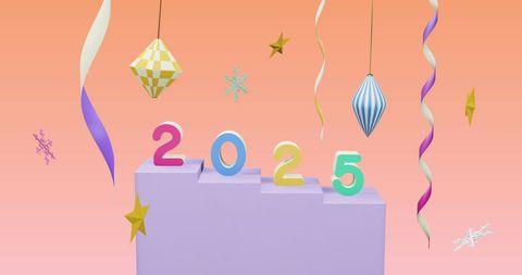 Colorful 2025 New Year Celebration With Festive Décor