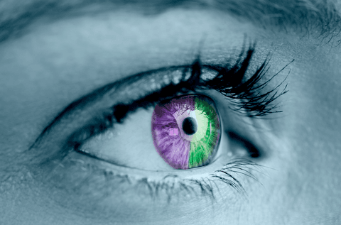 vibrant transparent purple and green eye on monochrome face - Download Free Stock Videos Pikwizard.com