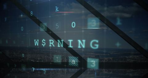 Cyber Warning Over City Background Symbolizing Security Threat - Download Free Stock Images Pikwizard.com