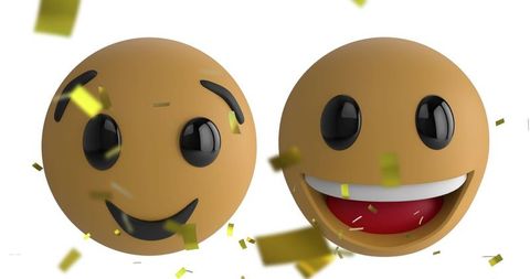 Joyful Emojis with Falling Gold Confetti Celebration - Download Free Stock Images Pikwizard.com