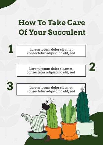guide to caring for your succulent with decorative cactus infographic - Download Free Stock Templates Pikwizard.com