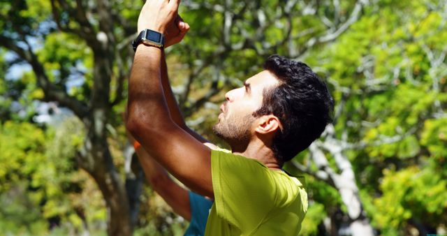 Fitness Enthusiast Exercising Outdoors in Lush Forest - Download Free Stock Images Pikwizard.com