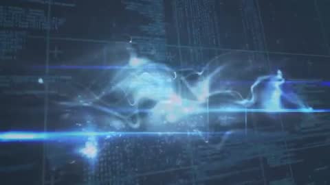 Futuristic Digital Blue Wave with Dynamic Code Grid