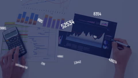 Businessman Analyzing Charts with Dynamic Numbers