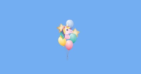 Colorful Digital Balloons and Unicorn in Blue Sky - Download Free Stock Images Pikwizard.com