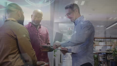 Business Meeting with Digital Interface and Global Connection Concept