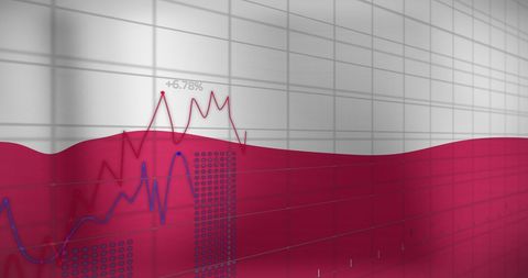 Economic Growth Graph on Polish Flag Background