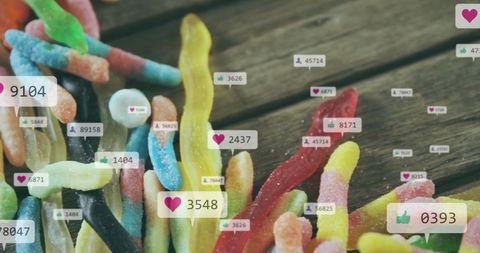 Colorful gummy worms trending on social media