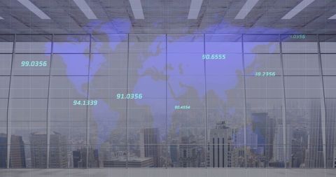 Futuristic Global Business Interface with Cityscape Overlay - Download Free Stock Images Pikwizard.com