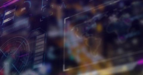 Futuristic Holographic Interface with Digital Gauge and World Map