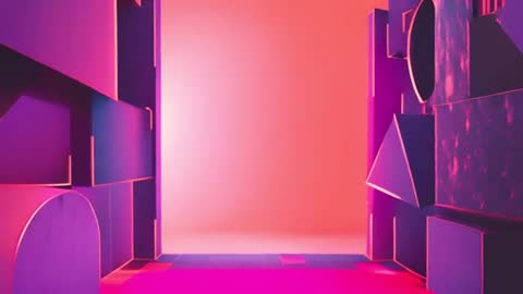 Geometric Shapes in Vibrant Halftone Colors on Abstract 3D Visual