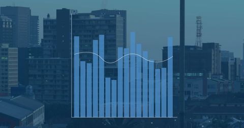 Graph Overlay on Urban Cityscape Indicating Economic Trends - Download Free Stock Images Pikwizard.com
