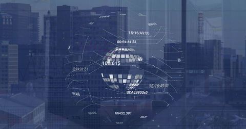 Futuristic Globe Overlapping Urban Cityscape for Digital Innovation - Download Free Stock Images Pikwizard.com