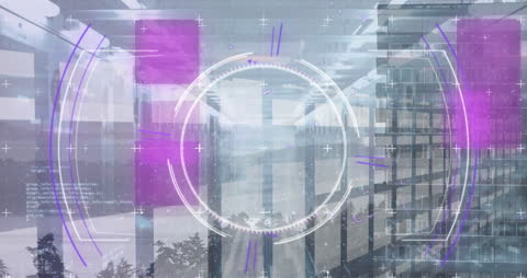 Futuristic Data Processing with Bitcoin Symbol Overlay