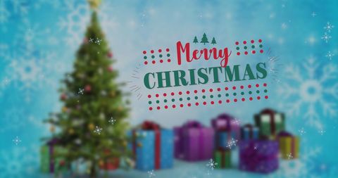 Festive Christmas Tree with Presents and Greetings