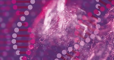 Futuristic dna helix with luminescent particle clouds