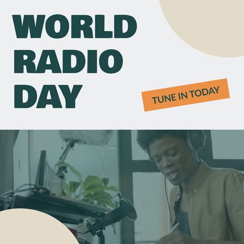 man broadcasting for world radio day celebration - Download Free Stock Templates Pikwizard.com