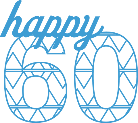 Transparent Happy 60th Birthday Design with Geometric Shapes
