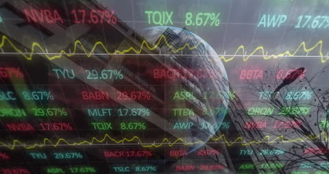 Dynamic Financial Data Overlayed on Global Marketplace Background