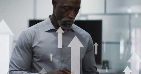 Businessman embracing digital transformation in modern office