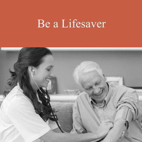 Doctor taking senior's blood pressure: health awareness concept