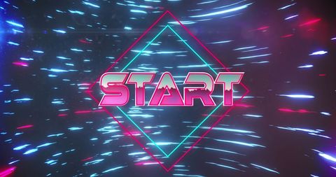 Neon Start Sign with Dynamic Light Trails