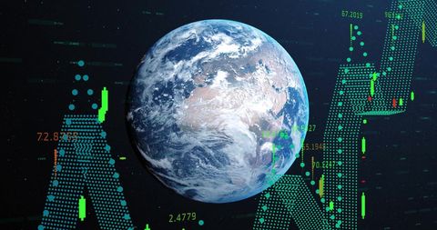 Globe with Digital Market Graph Trends - Download Free Stock Images Pikwizard.com