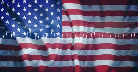 American Flag with Financial Data Overlay - Download Free Stock Images Pikwizard.com